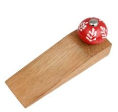 Red White Leaf Wooden Door Stopper